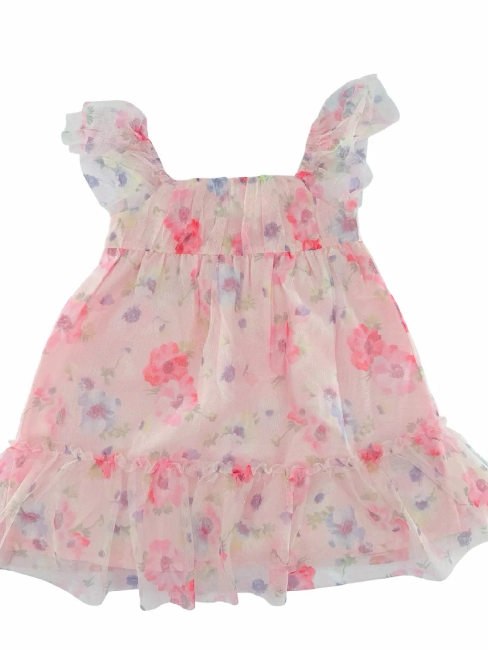 GAP Day Dress in Off-White/Pink/Multi-Coloured, airy tulle dress size XS 4-5